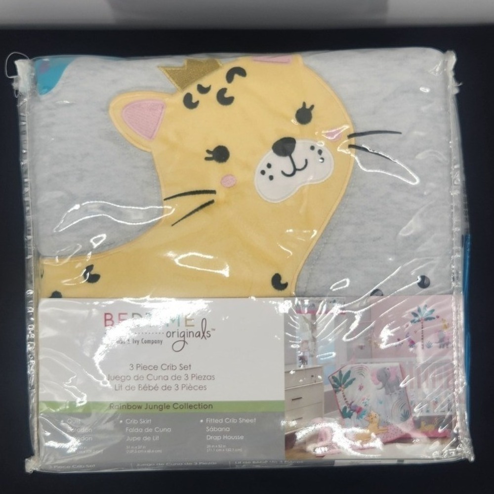 Bedtime Originals Rainbow Jungle 3-Piece Baby Crib Bedding Set NEW